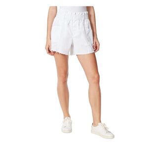 JEANS Womens White Pocketed Baggy Elastic Waist Pull On High Waist Shorts 31